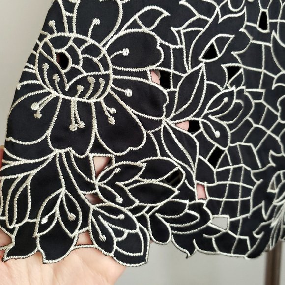 WHBM Satin & Floral Embroidered Strapless Dress - Picture 3 of 6